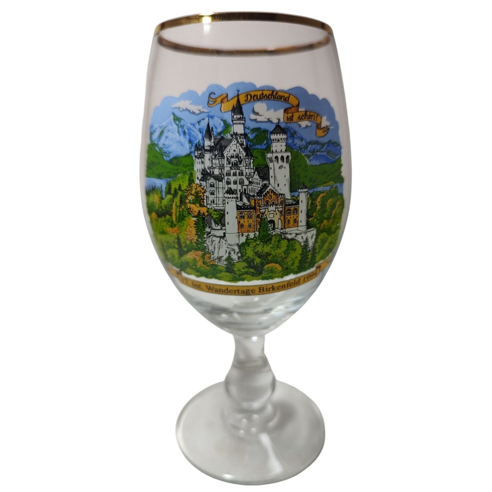 Italy Wandertage Stem Wine Glass Birkenfeld 1994 Gold Rimmed‎ 7.5 in Fine Dining